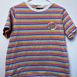 santa cruz rainbow striped tee